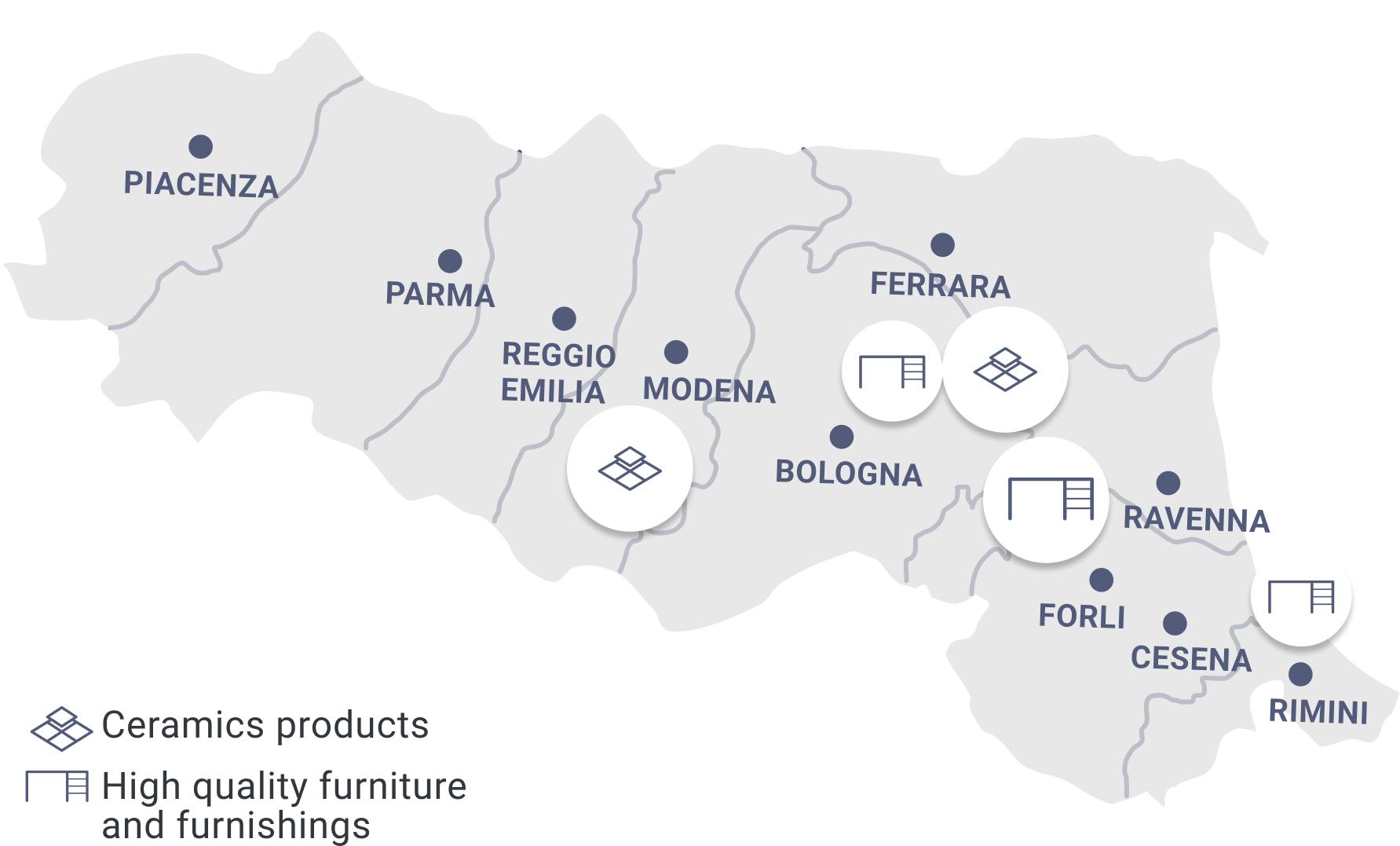 Map Emilia Romagna Housing sectors
