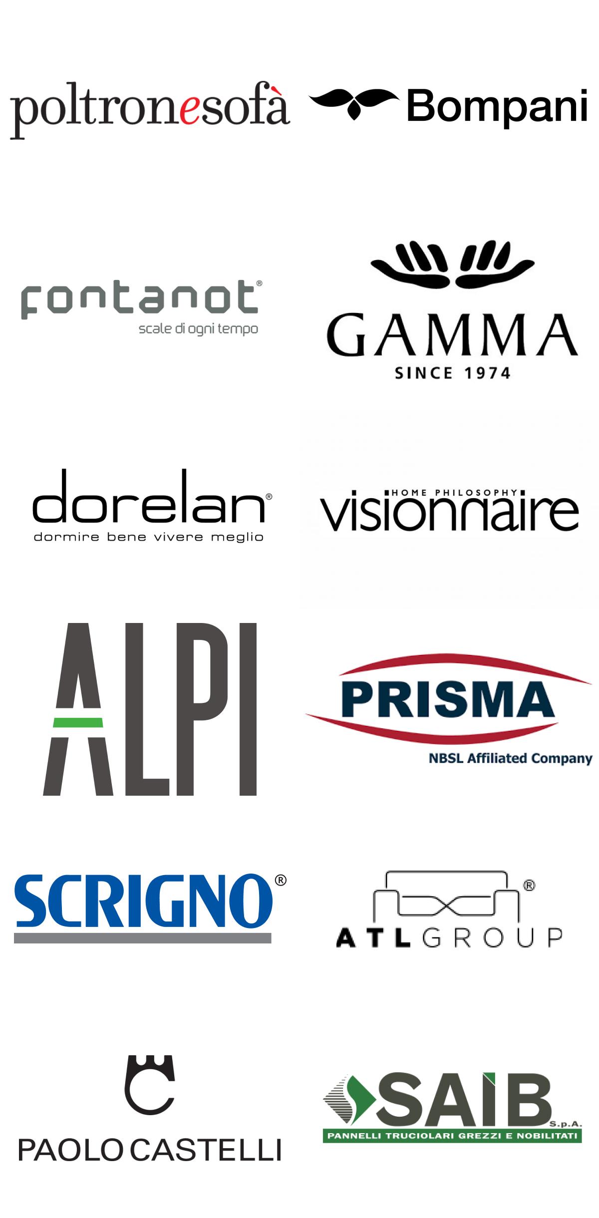 Immagini top brand colonna 3: Poltroneesofà, Bompani, Fontanot, Gamma, Dorelan, Visionnaire, Alpi, Prisma, Scrigno, Atlgroup, Paolo Castelli, Saib.