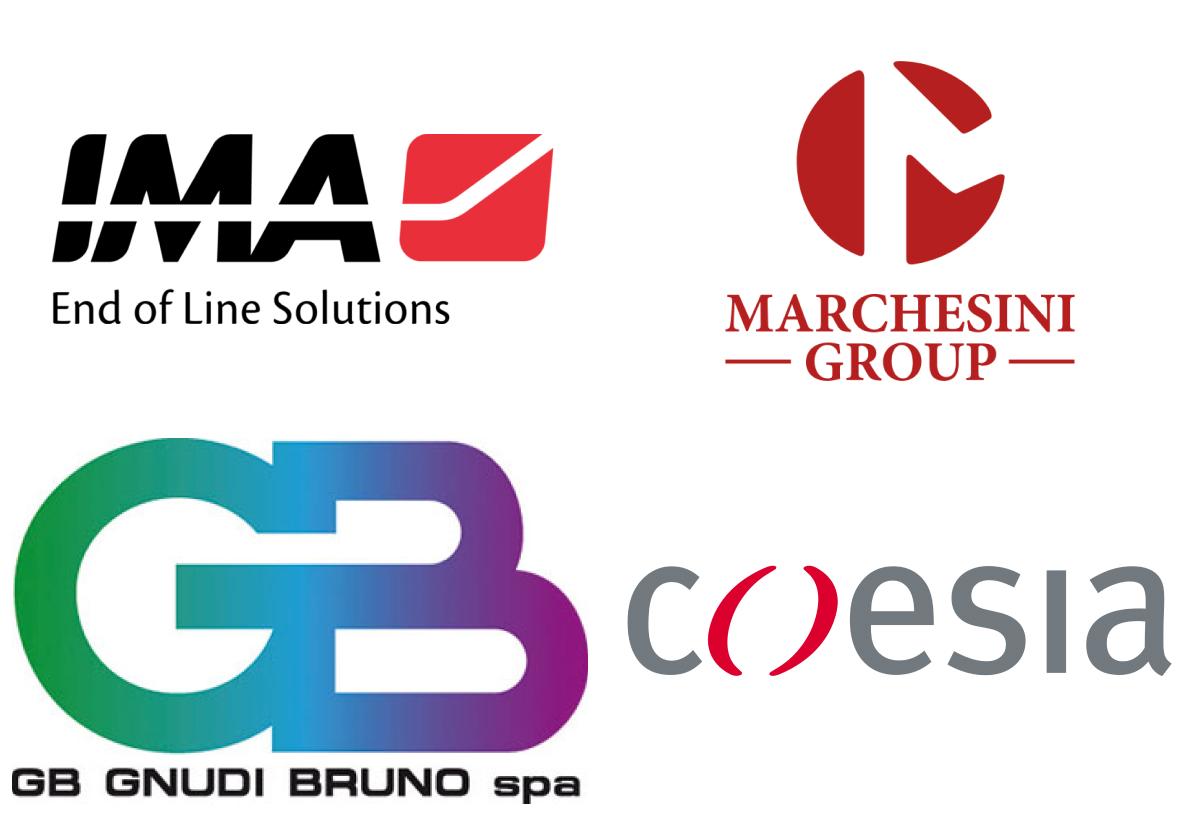 Immagini loghi top brand colonna packaging: IMA, Marchesi group, GB Gnudi Bruno spa, Coesia.