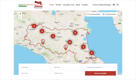 Cartina dell'Emilia-Romagna con segnati i migliori beni immobili in cui investire